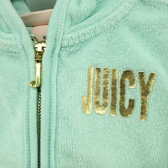 Juicy Couture Hooded Terry Teal Swim Cover Up 3T - Picture 3 of 8